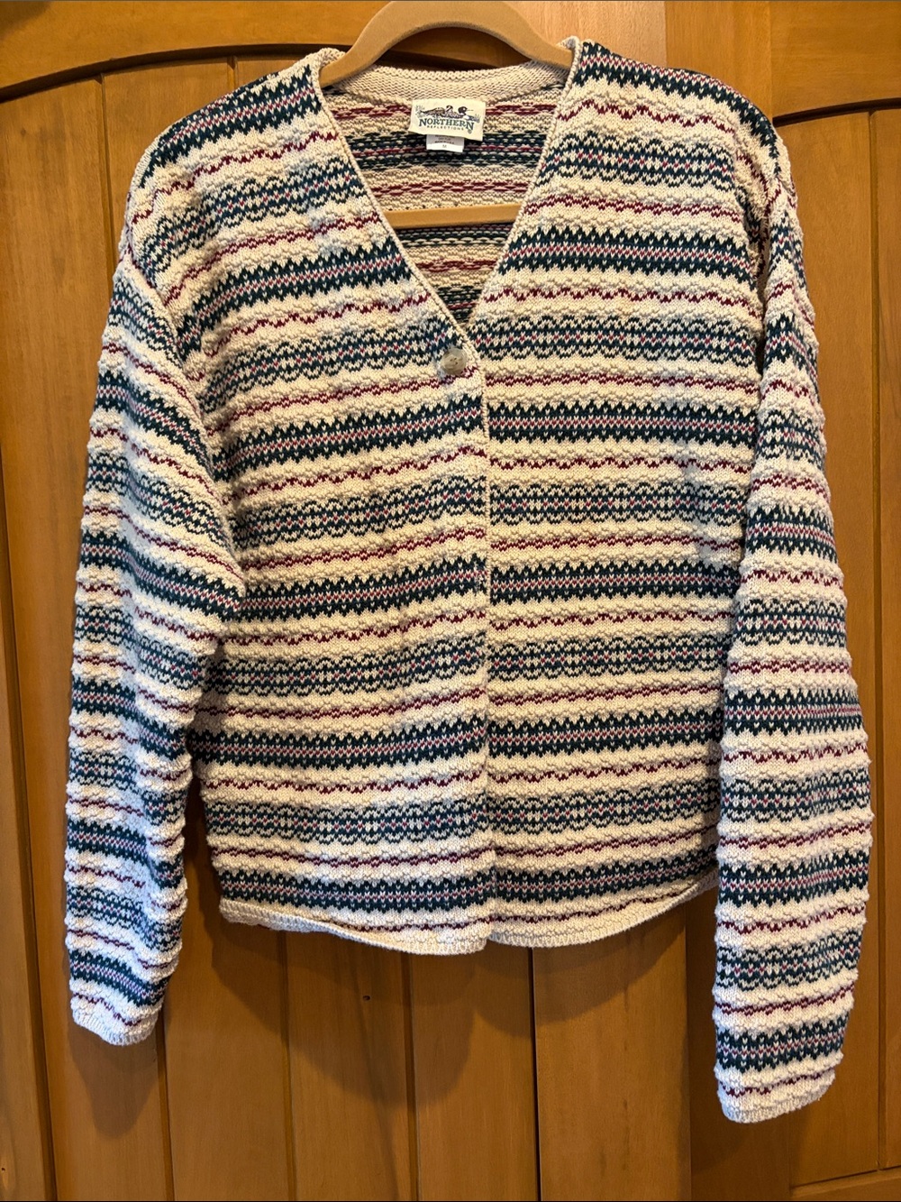 Vintage 90's Cottagecore Northern Reflections Fair Isle Knit Cardigan Sweater M
